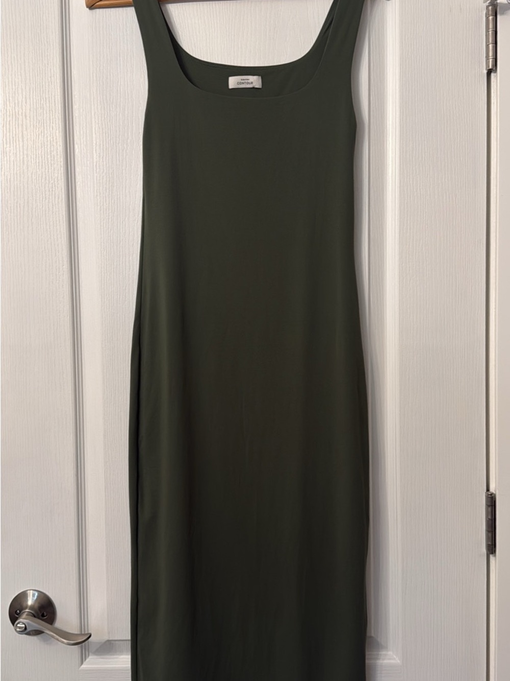 Babaton Olive Green Maxi Slip Dress